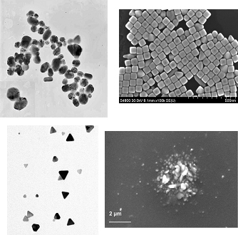 Diferentes sustratos plasmónicos fabricados variando la morfología de las nanopartículas.